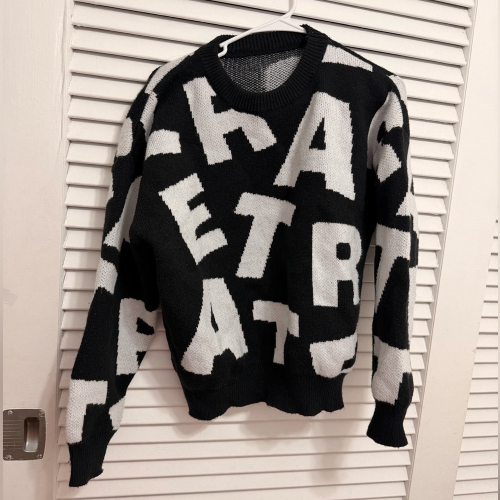 Cozy Black and White Graphic Sweater